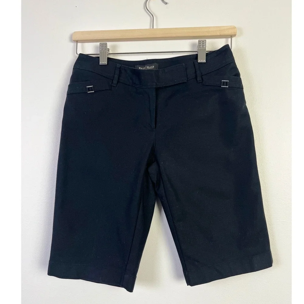 White House Black Market Minimalist Classic Bermuda Shorts Slim Fit Black 00